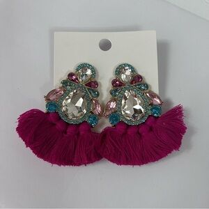 Fashion pink tassel earrings